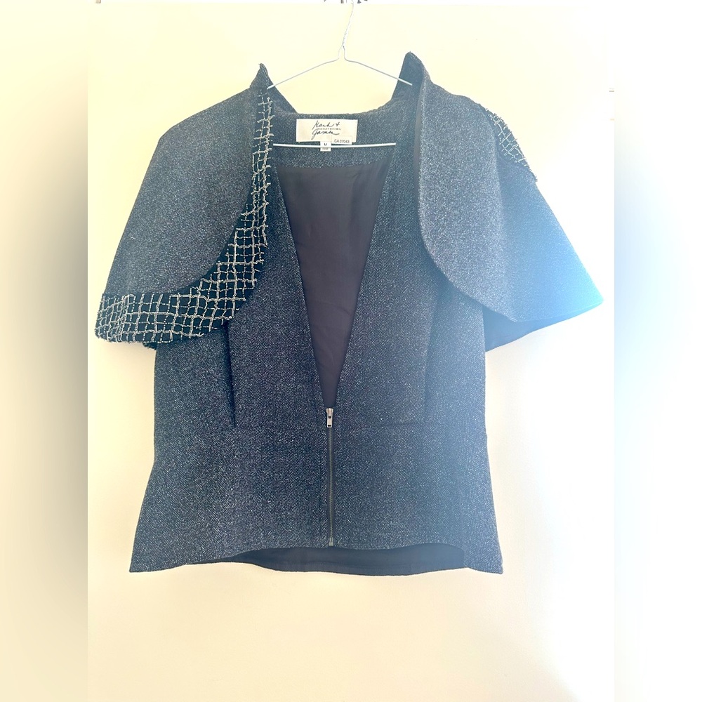 Mark + James by Badgley Mischka Cape Blazer Charcoal Gray Size Medium